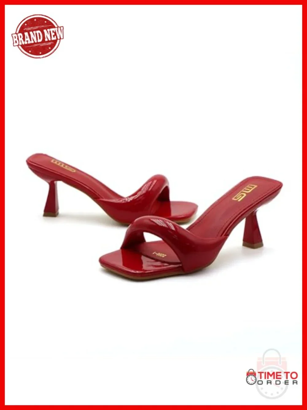 Leather Square Open Toe Kitten Heel Slide Sandals Party Evening Dress Shoes